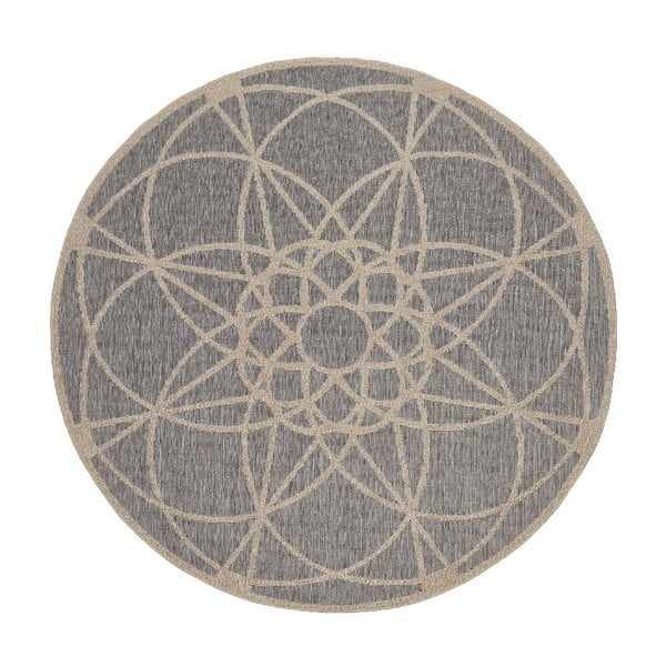 Sivý vonkajší koberec Floorita Tondo Silver, ⌀ 194 cm