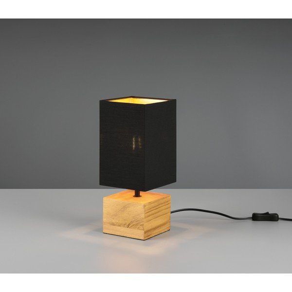 Stolová lampa s textilným tienidlom v čierno-prírodnej farbe (výška 30 cm) Woody – Reality-image-1