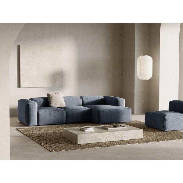 Sivomodrá menčestrová rohová pohovka (pravý roh/s leňoškou) Bergamo – Cosmopolitan Design-image-1