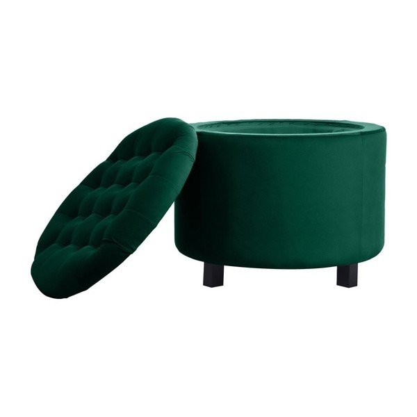 Tmavozelený puf s úložným priestorom JohnsonStyle Estrid French Velvet, ⌀ 52 cm-image-2