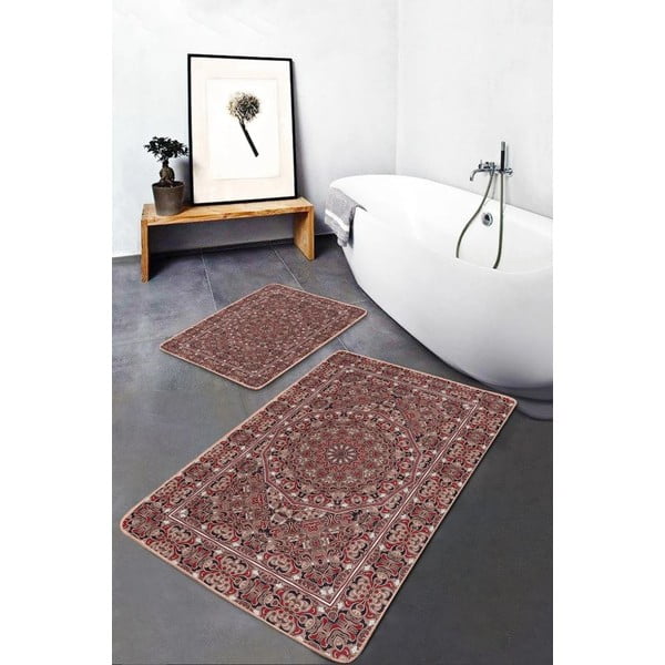 Hnedé zamatové kúpeľňové predložky v súprave 2 ks 60x100 cm – Mila Home-image-2