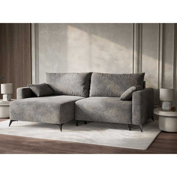 Sivá ženilková rozkladacia/s úložným priestorom rohová pohovka (ľavý roh/s leňoškou) Leon – Maison de Rêve-image-4