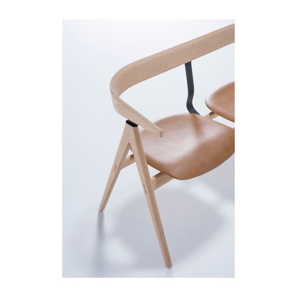 Lavica z dubového dreva s koženým sedadlom Gazzda Ava-image-4