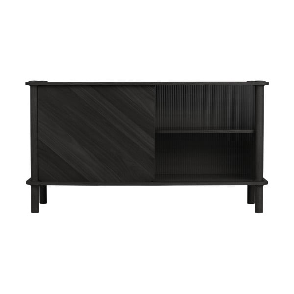 Čierna vitrína z dubového dreva s posuvnými dverami 135x73,5x48 cm Italic – UMAGE-image-1