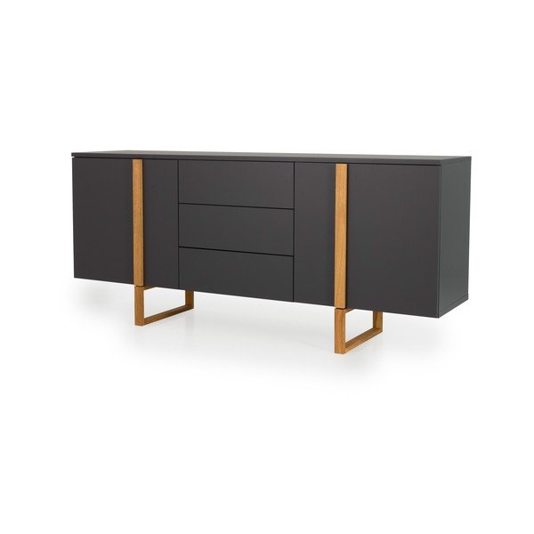 Antracitovosivá komoda s nohami z dubového dreva Tenzo Birka, 177 x 78 cm-image-2