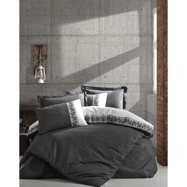 Sivé bavlnené obliečky s plachtou Cotton Box Rosinda, 200 x 220 cm-image-1