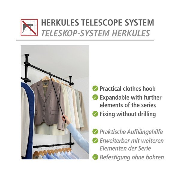 Kovový/plastový tyč na odnímanie oblečenia Herkules – Wenko-image-3