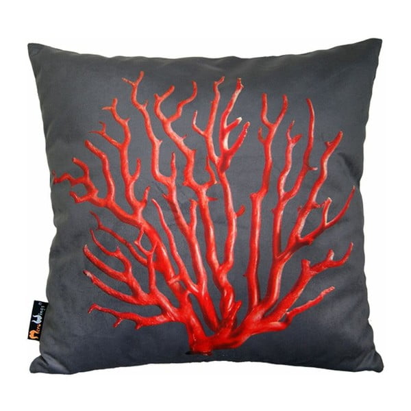 Vankúš Red Coral on Grey, 45x45 cm