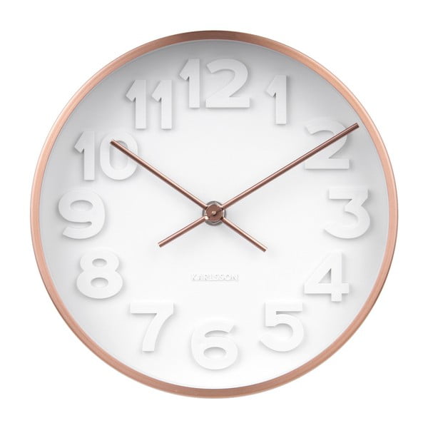 Nástenné hodiny s detailmi v medenej farbe Karlsson Stout, ⌀ 22 cm