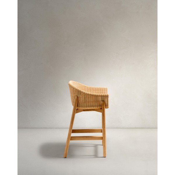 Polstrovaná/ratanová záhradná barová stolička v prírodnej farbe Galea – Kave Home-image-4