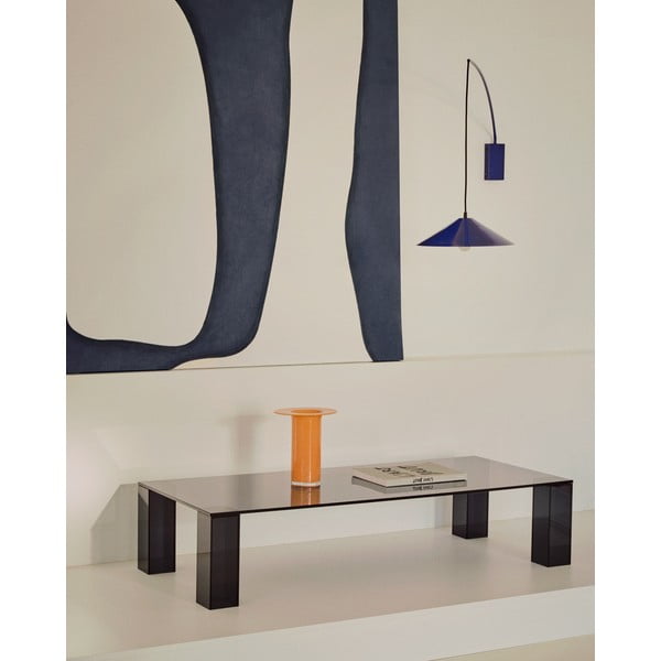 Tmavosivý sklenený konferenčný stolík 60x140 cm Adularia – Kave Home-image-1