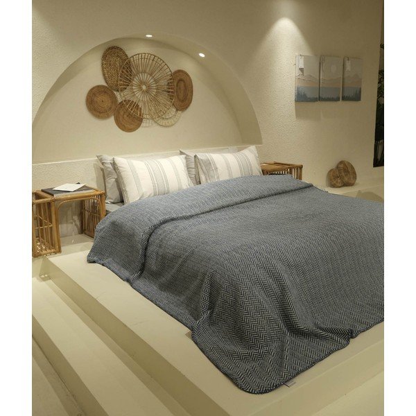 Bielo-tmavomodrá prikrývka na dvojlôžko 200x220 cm Twin – Oyo Concept-image-1