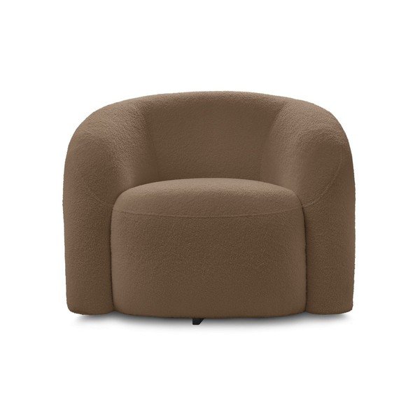 Hnedé otočné kreslo z textílie buklé Elina – Bobochic Paris-image-3