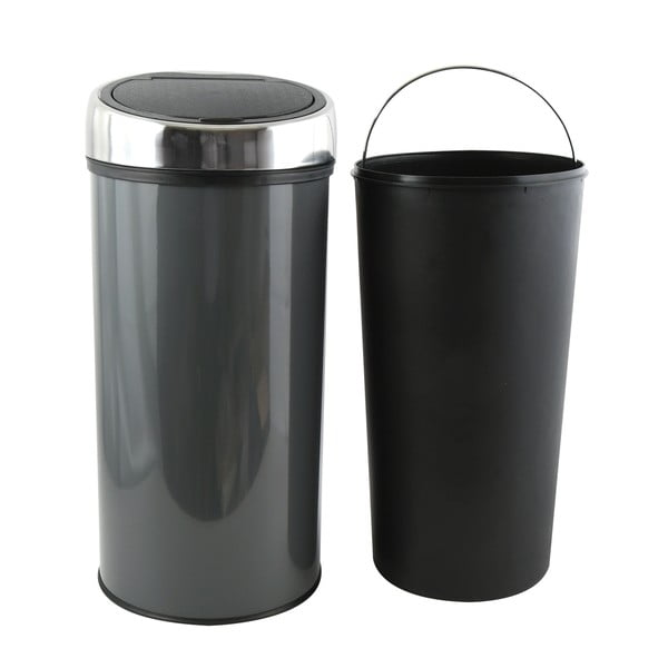 Tmavosivý dotykový oceľový odpadkový kôš 30 l – MSV-image-2