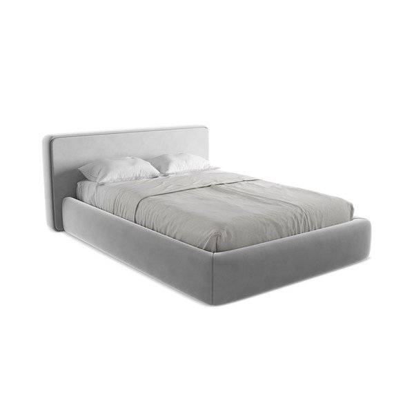 Sivá čalúnená dvojlôžková posteľ s úložným priestorom s roštom 140x200 cm Kiana – Makamii-image-2