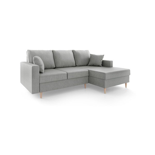 Sivá rozkladacia pohovka s úložným priestorom Mazzini Sofas Aubrieta, pravý roh