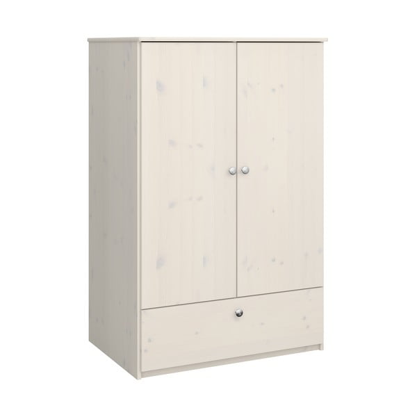 Biela detská šatníková skriňa z borovicového dreva 80x123 cm Memphis - Tvilum-image-2