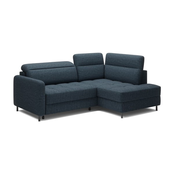 Modrá zamatová rozkladacia/s úložným priestorom rohová pohovka (pravý roh/do L) Barea – ELTAP-image-2