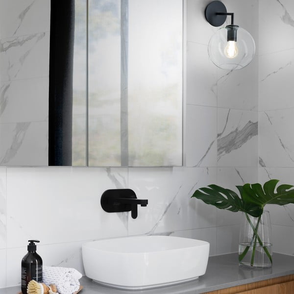 Čierne nástenné svietidlo SULION Bogard, ø 20 cm-image-2