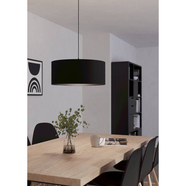 Čierne závesné svietidlo s textilným tienidlom ø 53 cm MASERLO 1 – EGLO-image-1