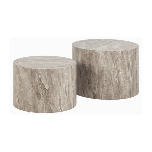 Sivé okrúhle konferenčné stolíky v dekore kameňa v súprave 2 ks ø 58 cm Dice – Actona