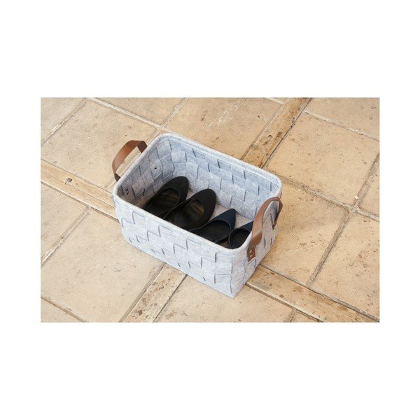 Svetlosivý úložný košík s koženými úchytmi PT LIVING Storage, dĺžka 38 cm-image-4
