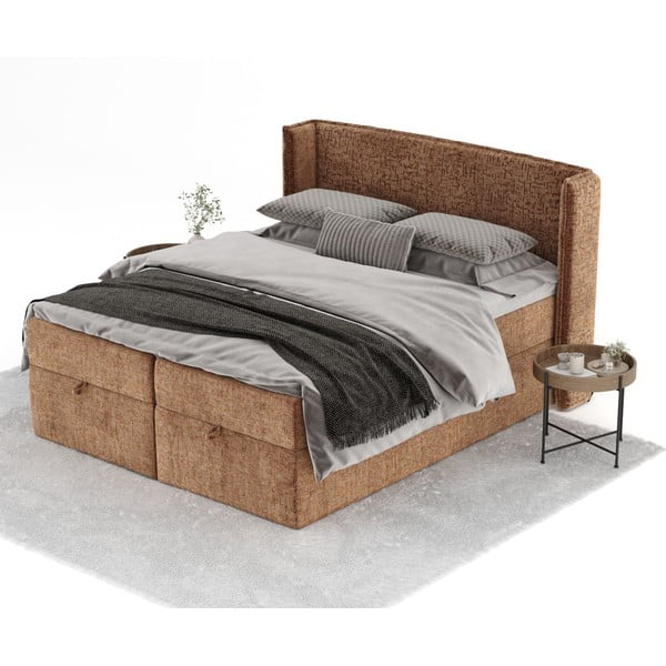 Oranžová boxspring posteľ s úložným priestorom 160x200 cm Passion – Maison de Rêve-image-2