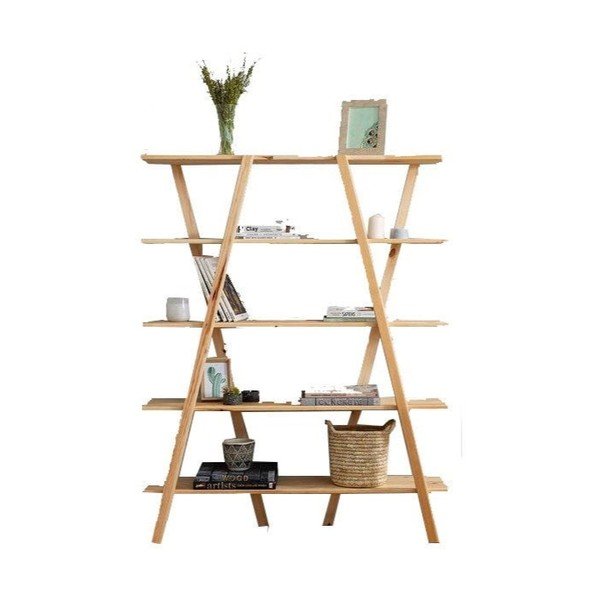 Knižnica z borovicového dreva v prírodnej farbe 120x148 cm Perla – Kalune Design-image-2