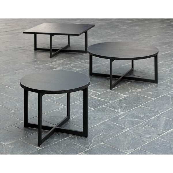 Čierny konferenčný stolík z dubového dreva Canett Elliot, 100 x 100 cm-image-1