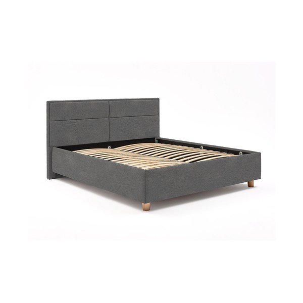 Svetlosivá dvojlôžková posteľ s roštom a úložným priestorom PreSpánok Grace, 160 x 200 cm-image-2