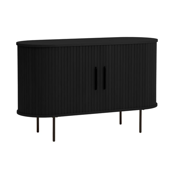Čierna komoda v dekore duba s posuvnými dverami 120x76x45 cm Nola – Unique Furniture-image-3