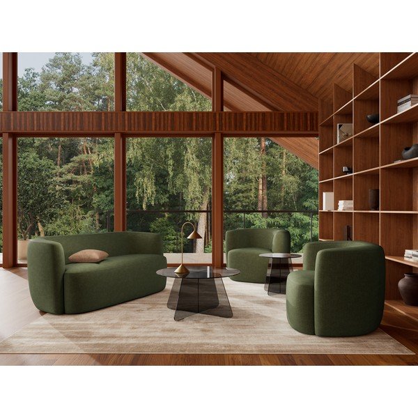 Sivý sklenený okrúhly konferenčný stolík ø 80 cm Samos – Actona-image-1