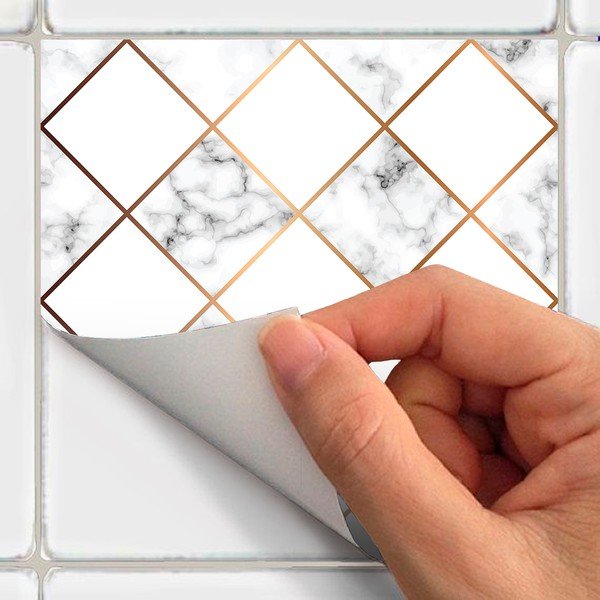 Sada 24 samolepiek na stenu Ambiance Marble and Goldy, 10 x 10 cm-image-3