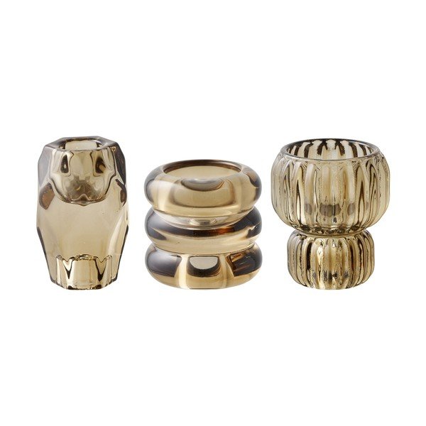 Sklenené svietniky v súprave na čajovú sviečku 3 ks – House Nordic