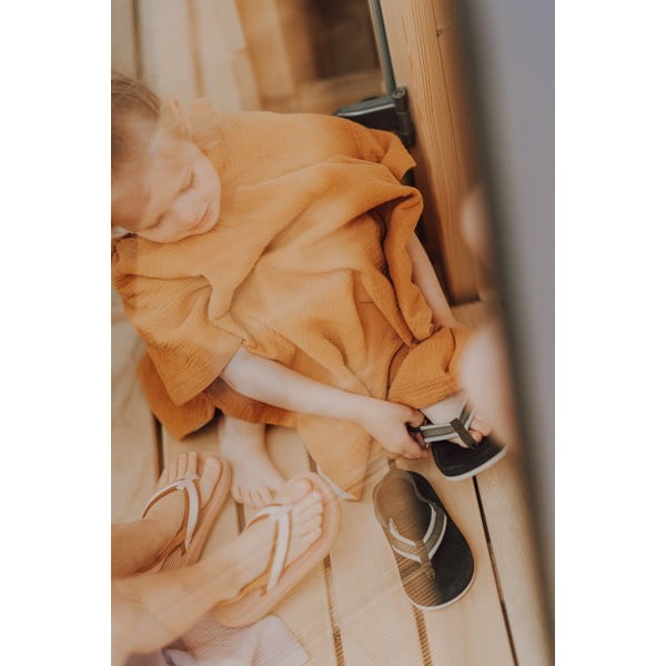 Koňakovohnedé mušelínové detské pončo veľkosť M - Malomi Kids-image-3