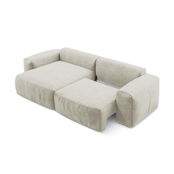 Béžová ženilková rozkladacia rohová pohovka (ľavý roh/s leňoškou) Kuki – Makamii-image-4