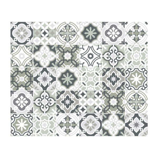 Sada 30 nástenných samolepiek Ambiance Wall Decal Cement Tiles Shades of Gray Oslo, 15 × 15 cm-image-2