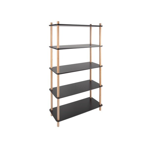 Čierny regál s bambusovými nohami Leitmotiv Cabinet Simplicity-image-2