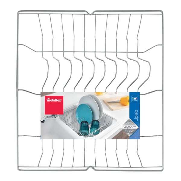 Matne strieborný odkvapkávač na riad Metaltex Bruno, 36 x 33cm-image-1