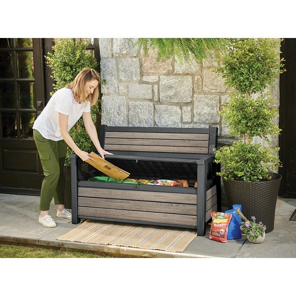 Hnedá plastová záhradná lavica Deco – Keter-image-4