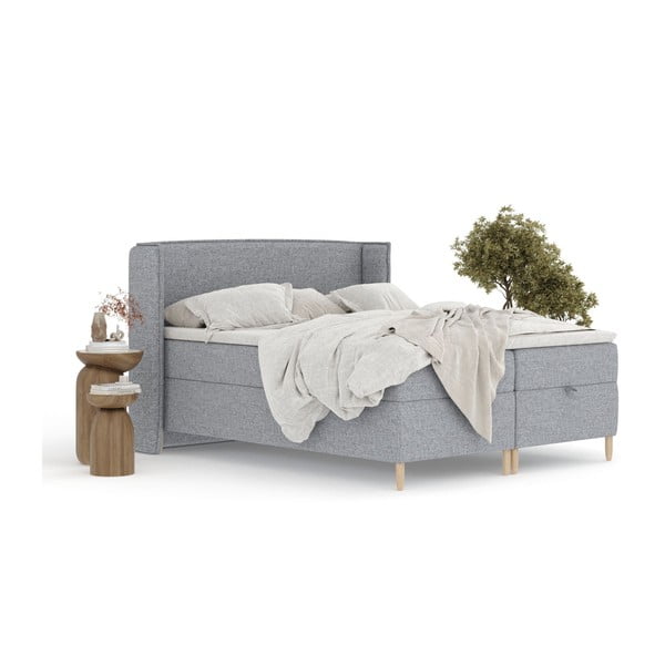 Sivá boxspring posteľ s úložným priestorom 160x200 cm Monpelli – Maison de Rêve-image-3