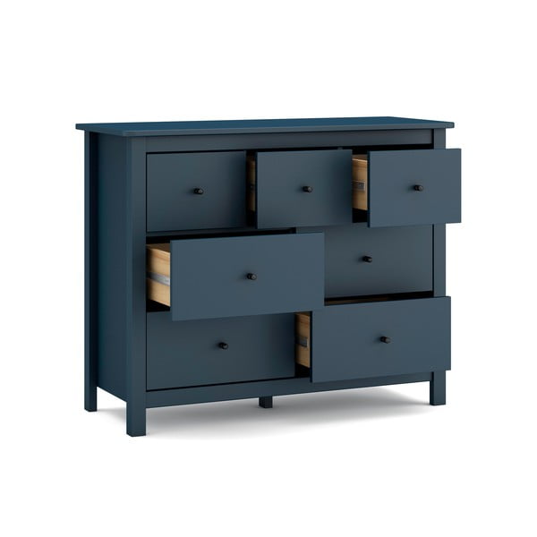 Tmavomodrá nízka komoda z borovicového dreva 110x80 cm Misti - Marckeric-image-3