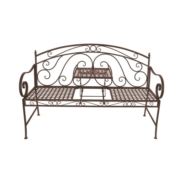 Hnedá kovová záhradná lavica Saket – Garden Pleasure-image-3