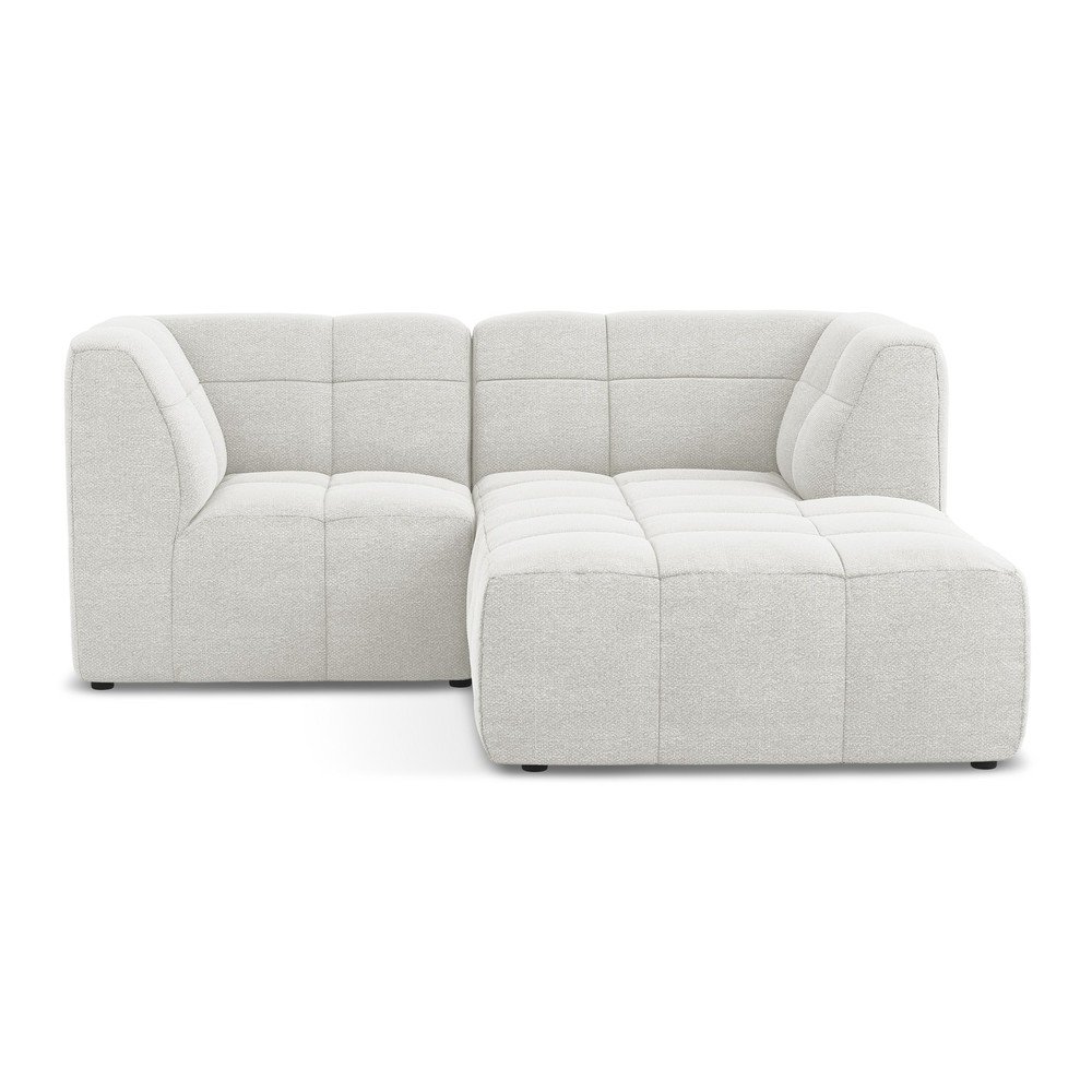 Biela rohová pohovka z textílie buklé (pravý roh/s leňoškou) Aloha – Makamii