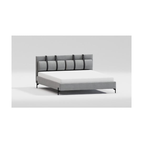 Svetlosivá čalúnená dvojlôžková posteľ s roštom 140x200 cm Tulsa – Ropez-image-2