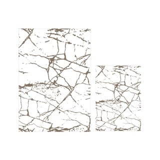 Súprava 2 bielo-hnedých kúpeľňových predložiek Mila Home Marble
