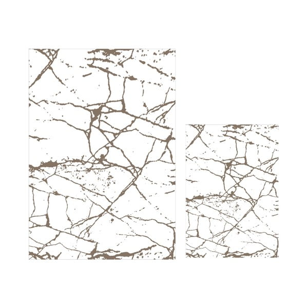 Biele/hnedé kúpeľňové predložky v súprave 2 ks 60x100 cm Marble – Mila Home