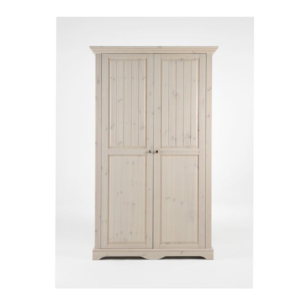 Mliečnobiela šatníková skriňa z borovicového dreva Steens Lotta, 201,8 × 120 cm