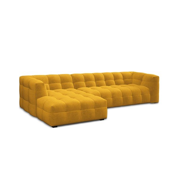 Žltá zamatová rohová pohovka Windsor & Co Sofas Vesta, levý roh-image-3