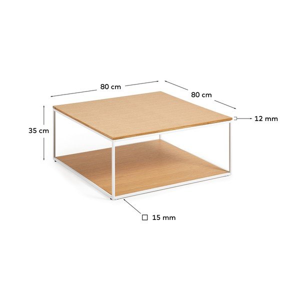 Konferenčný stolík s doskou v dubovom dekore 80x80 cm Yona - Kave Home-image-3